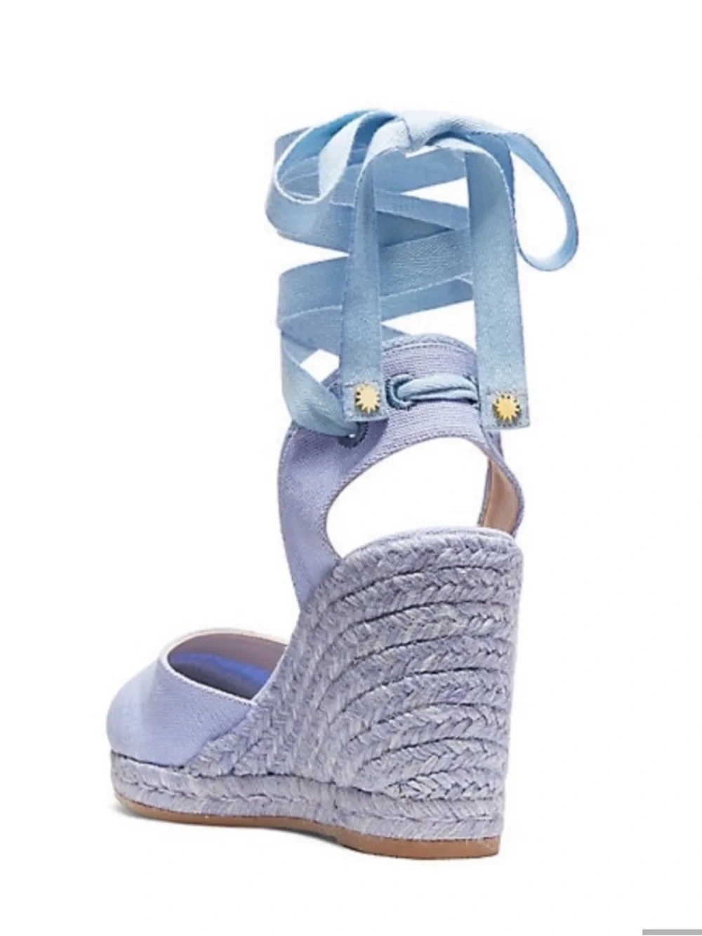 Stuart Weitzman Light Blue Espadrille Wedge Ankle-Tie Sandals - Picture 2 of 12
